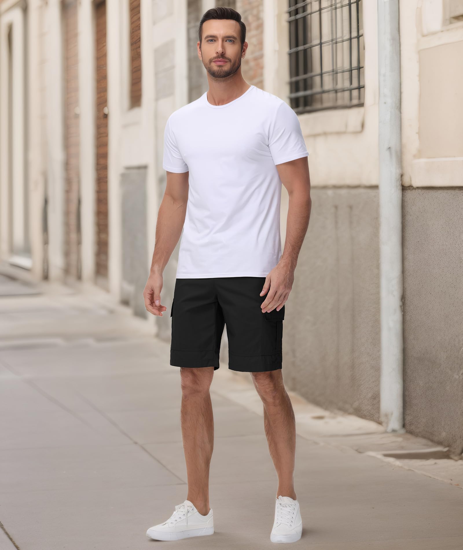 JACKETOWN Pantaloncini Uomo Pantaloncini Cargo Uomo Bermuda in Cotone Pantaloni Casual Estivi Elasticizzati in Vita con Tasche