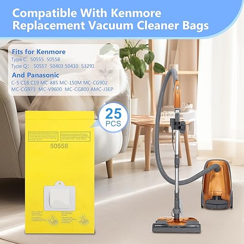 Miniatura 3 de Paquete de 25 bolsas de vacío de repuesto compatibles con Kenmore Canister tipo C 5055, 50555 50557, 50558, y Panasonic tipo C-5 C-18-Premium bolsas