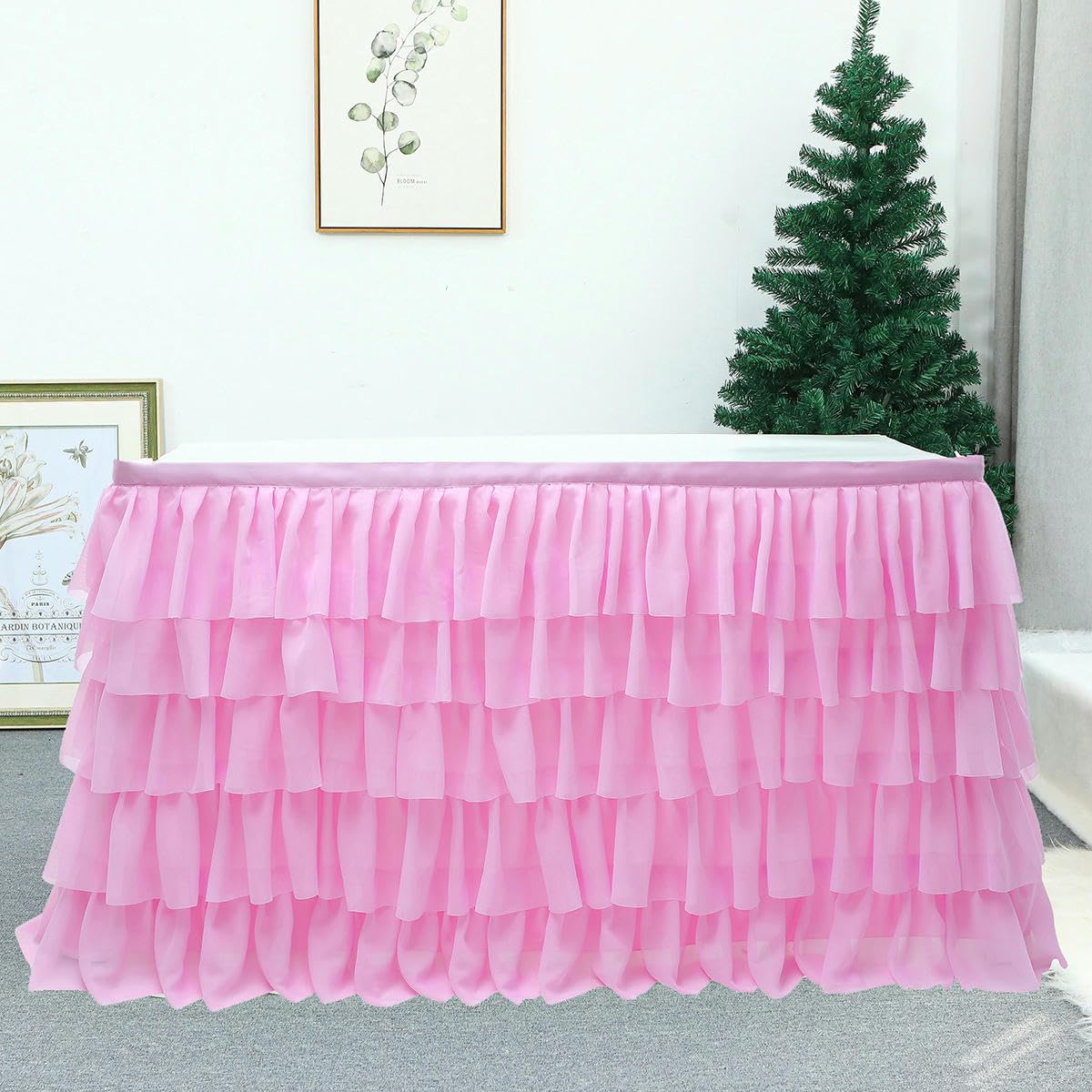 6-14FT x 77 cm Tulle Tiulowa spódnica tutu 5 warstw tęcza siatka szyfonowa spódnica na stół na wesele baby shower plisowana spódnica na stół