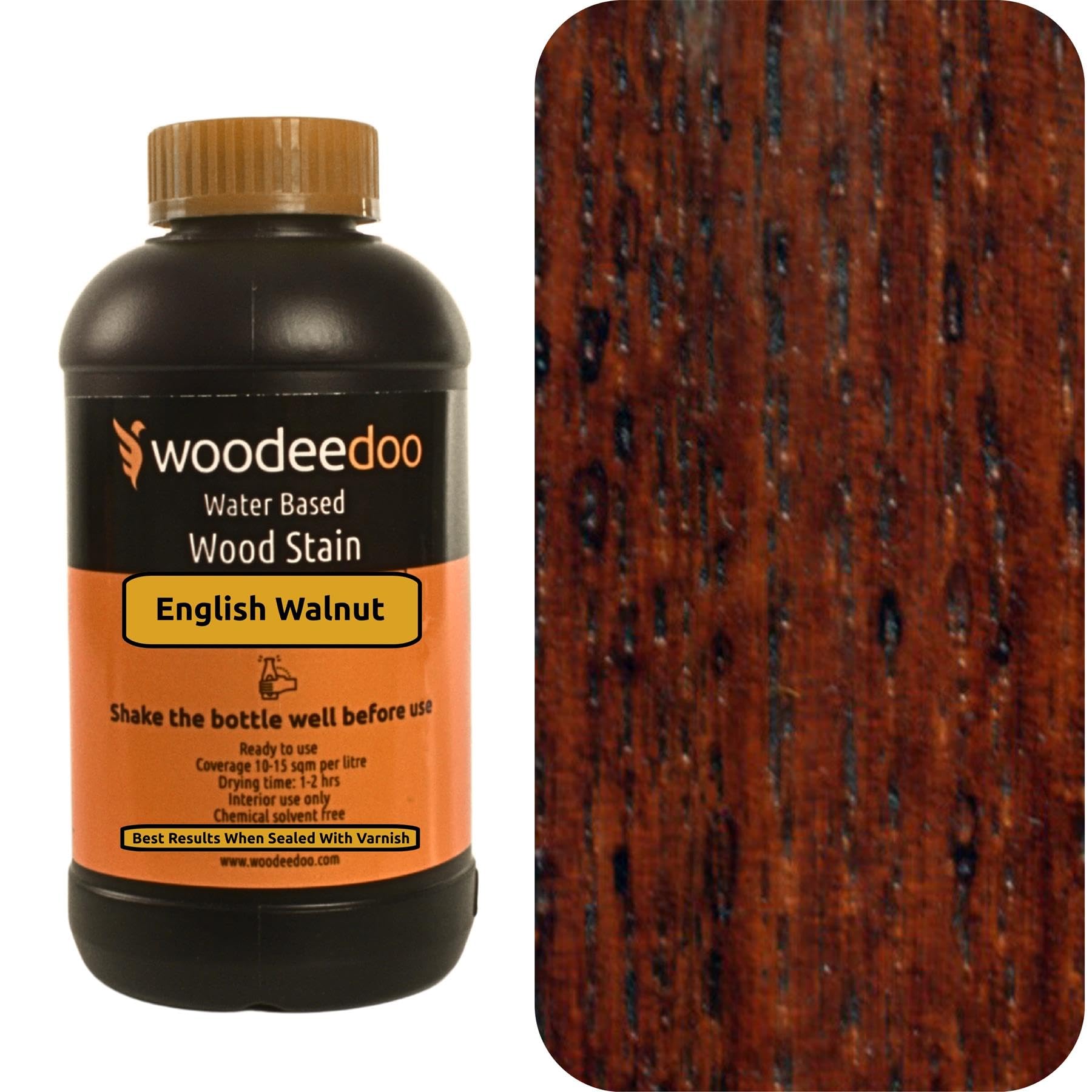 Woodeedoo English Walnut Water Based Wood Stain | Wood Dye | Ready To Use | Environmentally Friendly | Solvent Free | Odour Free | 450 Ml |