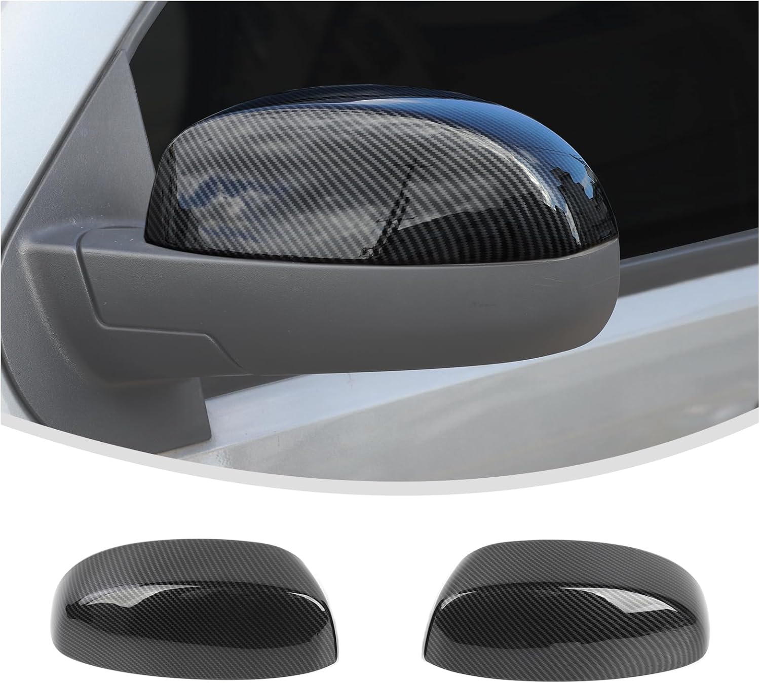 Linskip Side Door Mirror Covers for Chevy Avalanche Suburban Tahoe Silverado & GMC Sierra Yukon & Escalade 2007 2008 2009 2010 2011 2012 2013 2014, Top Half Mirror Bezel Caps Carbon Fiber Black