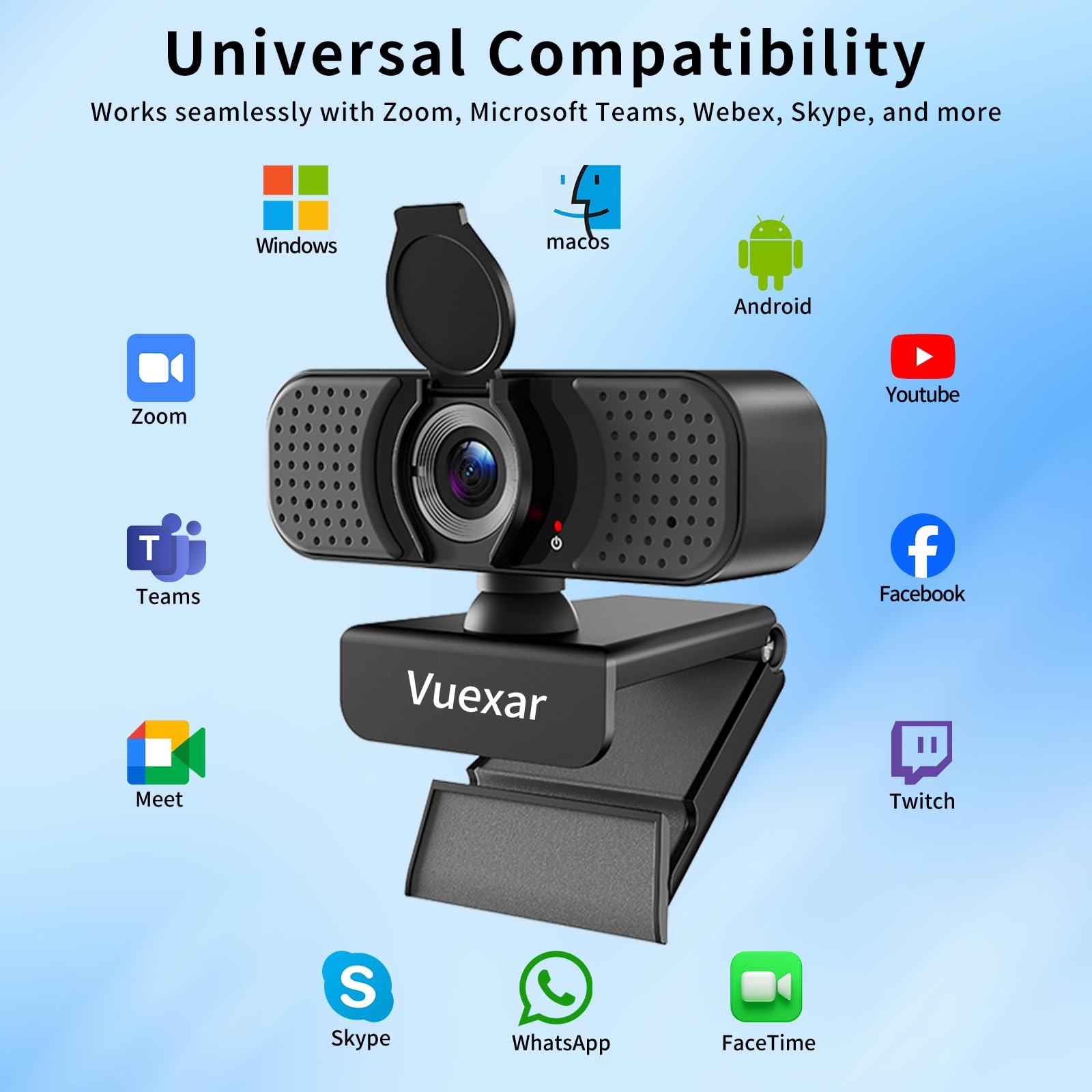 Webcam 2K con microfono, webcam con treppiede, doppio microfono, fotocamera per computer plug & play per chiamate online, fotocamere per PC desktop o laptop Zoom/team/FaceTime