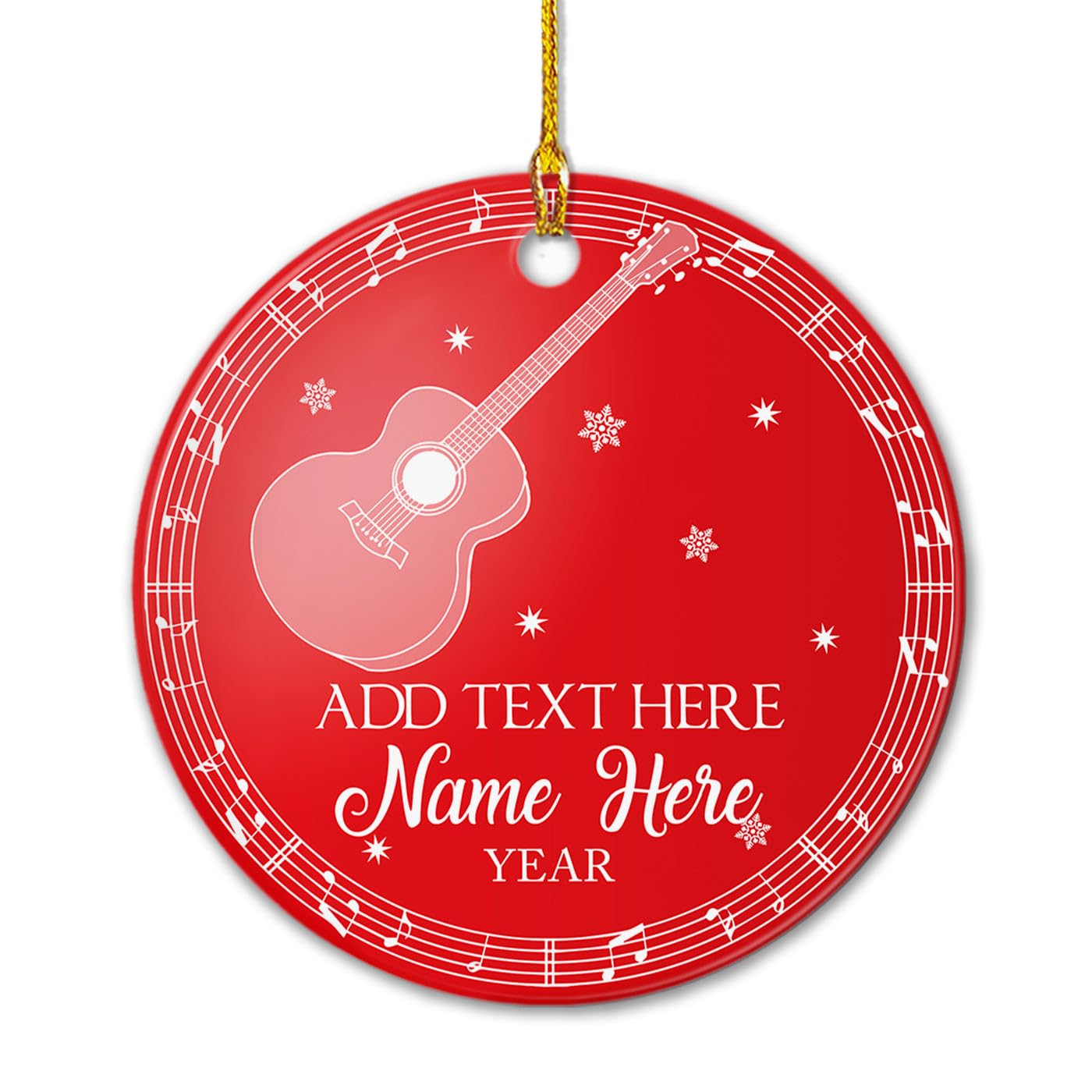 Personalized Guitar Players Ceramic Ornament Christmas, Custom Text/Year/Name Guitarist Ornament Christmas 2025, Musical Instrument Guitar Ornaments Xmas, Guitar Ceramic Ornaments Gifts for Guitarist