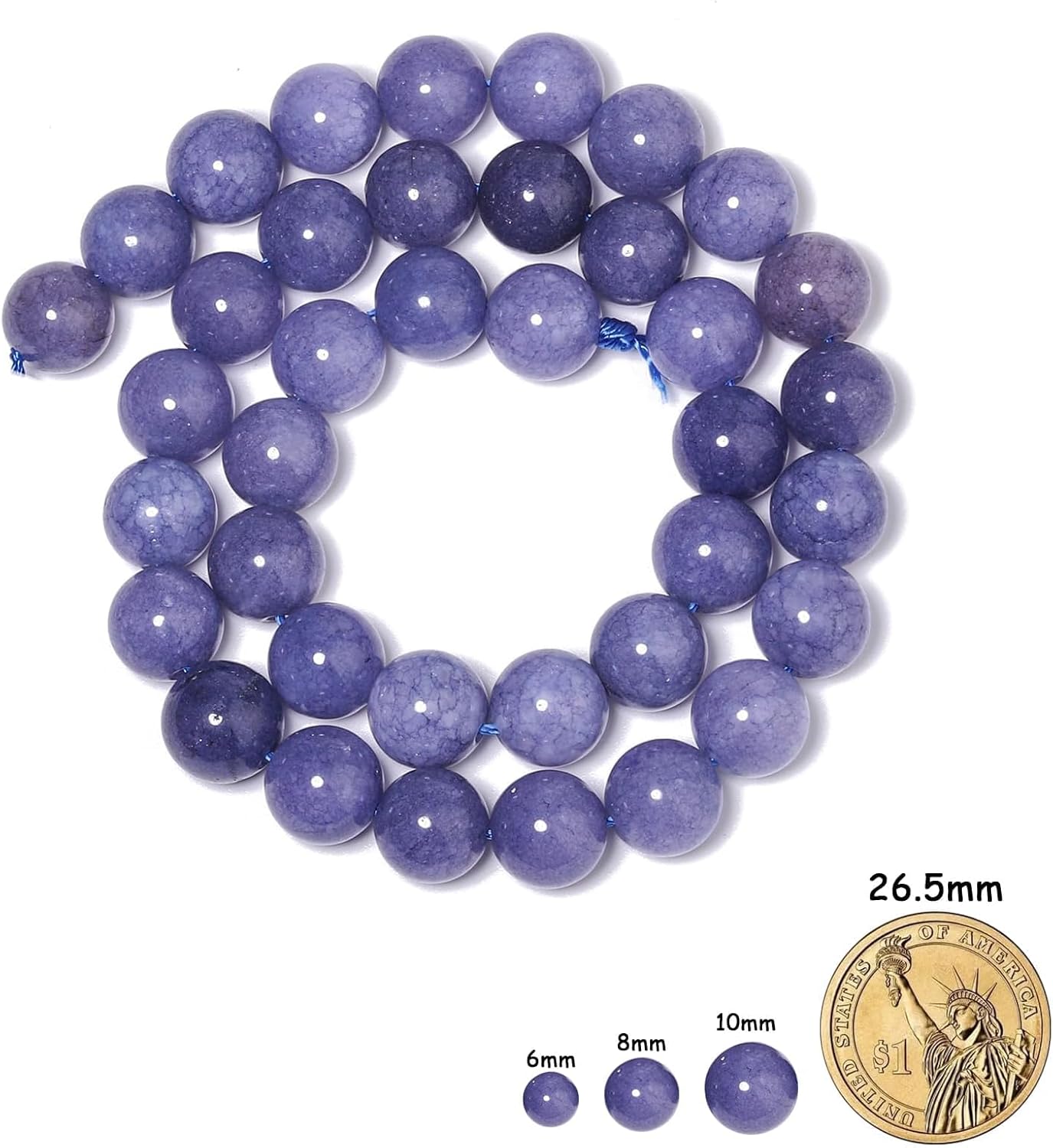 Yochus 60pcs Blue Angelite Stone Beads，6mm Healing Power Natural Stone Round Loose Beads for Jewelry Making Earring Necklace DIY Crafts - Image 2