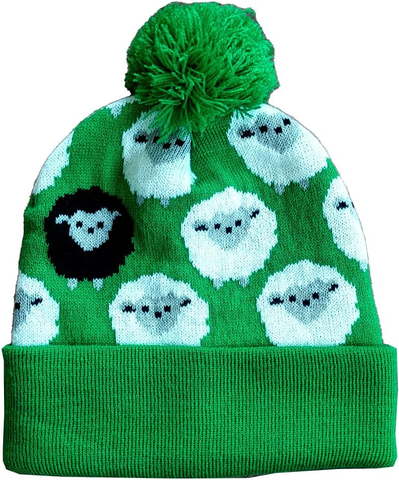 Irish Kids Knit Hat for Sheep Lovers Winter Toddler Pompon Beanies for Children 100% Acrylic Green