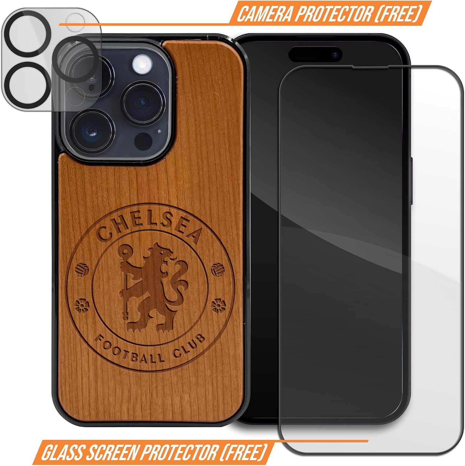 Iconic Puzzles, Chelsea Wooden Phone Case in 100% sustainable wood, compatible with iPhone 14, resistant, gift idea image 3