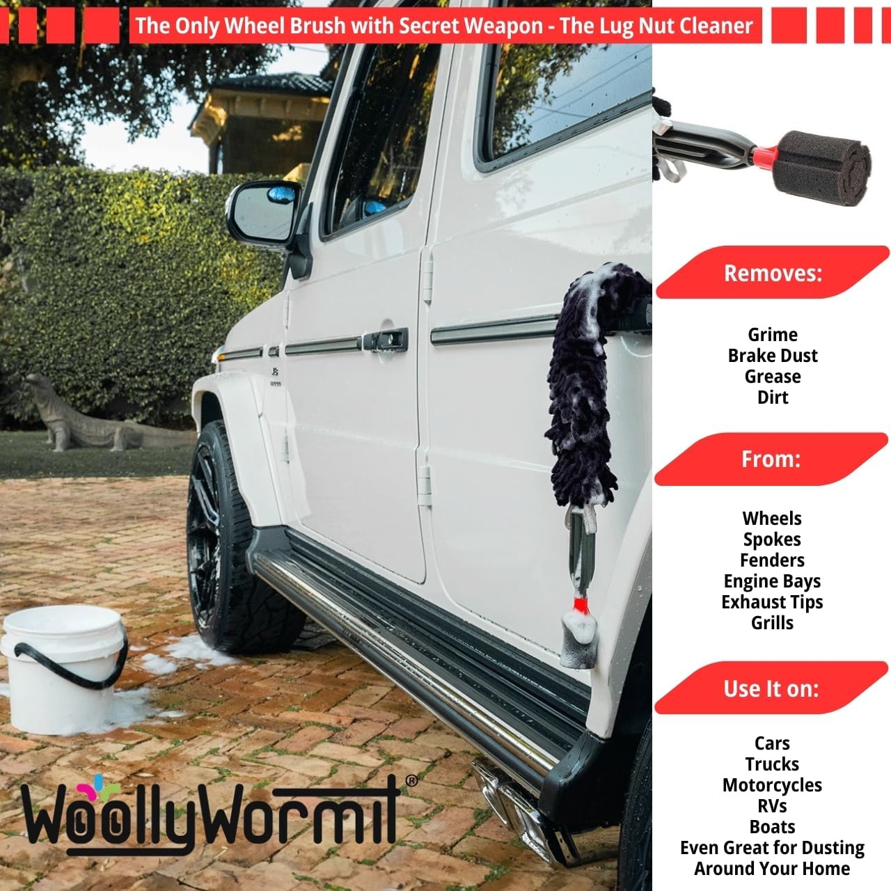 Wheel Cleaning Brush Car Detailing Kit - Rim Brush, Lug Nuts and Wheel Cleaner Brush Car Wash Kit -Tire Brushes for Cleaning Rims - Car Cleaning Supplies and Rim Cleaner Brush Set - Image 7