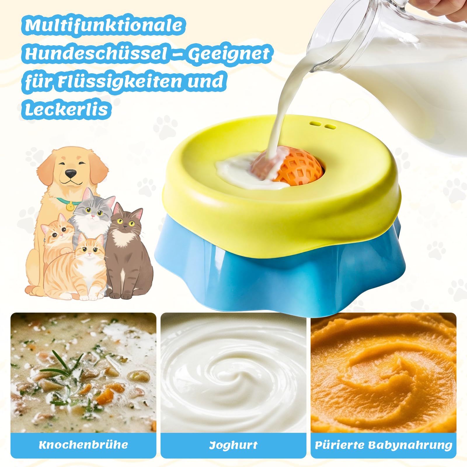 Palla per cani in silicone, ciotola per cani per liquidi, ciotola per leccare cani, giocattolo per cani, palla per leccarsi, per ciotola anti soffocamento, giocattolo interattivo per cuccioli e