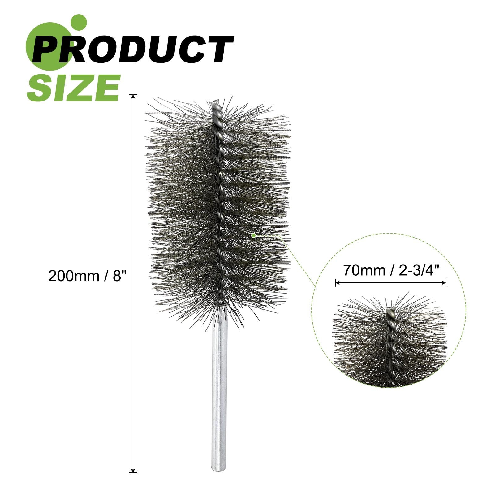 QUARKZMAN Set Di 6 Spazzole A Filo Per Fori Lunghezza 8 Pollici Gambo 3 Pollici Setole In Acciaio Inossidabile Per Pulire Tubi Auto Cucina Garage