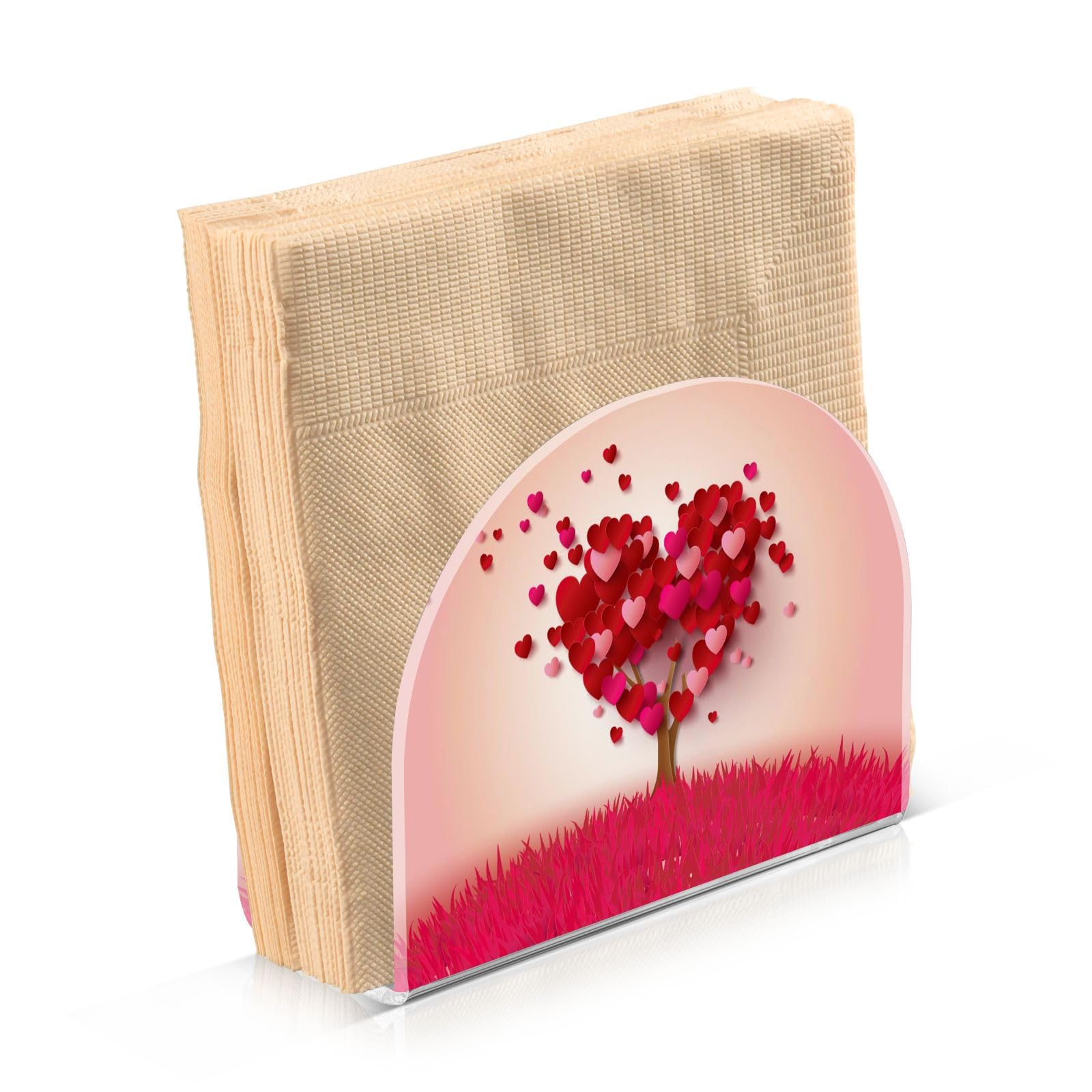 Red Love Tree Napkin Holder for Table Kitchen Decor Acrylic Paper Napkin Holders for Tissue Dining Room Indoor Outdoor Party Holiday Accessories