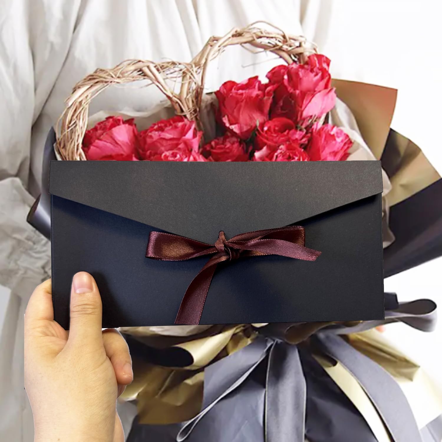 6 Pack Envelopes with Ribbons, Gift Envelopes Black Invitation Envelopes Large Vintage Envelope for Wedding Birthday Festival Invitations, 8.66 x 4.33 inches 7 71ZC8a IdrL. AC SL1500