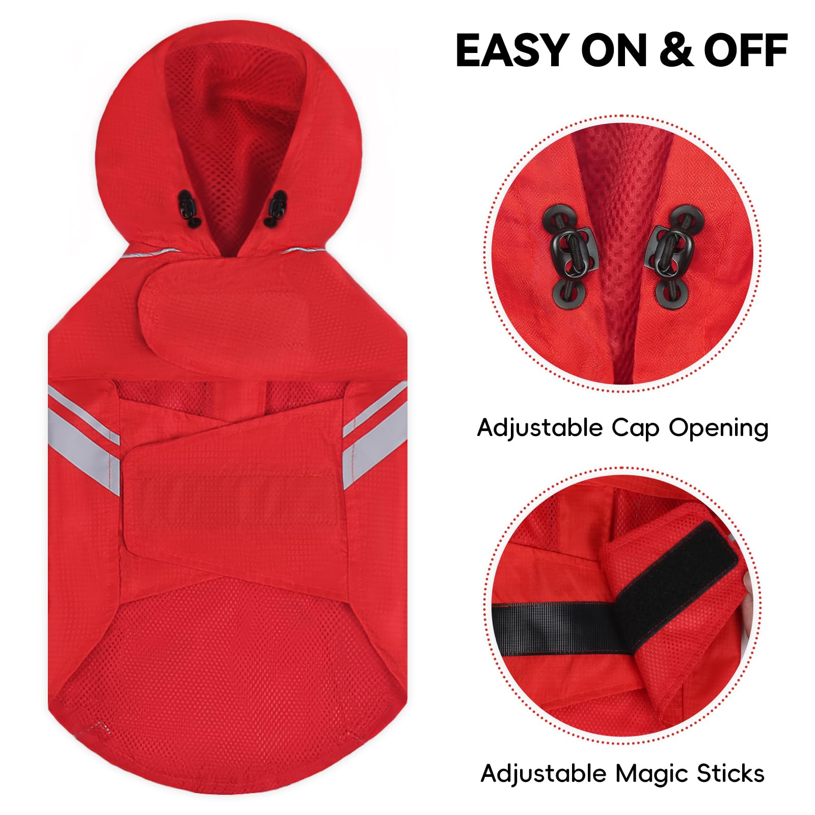 VIVAGLORY Wetoff Manteau de Pluie pour Chien, Veste Imperméable pour Chien d’Hiver, Protection Imperméable Réfléchissante Contre la Pluie, Déperlante et Respirante, XS, Rouge