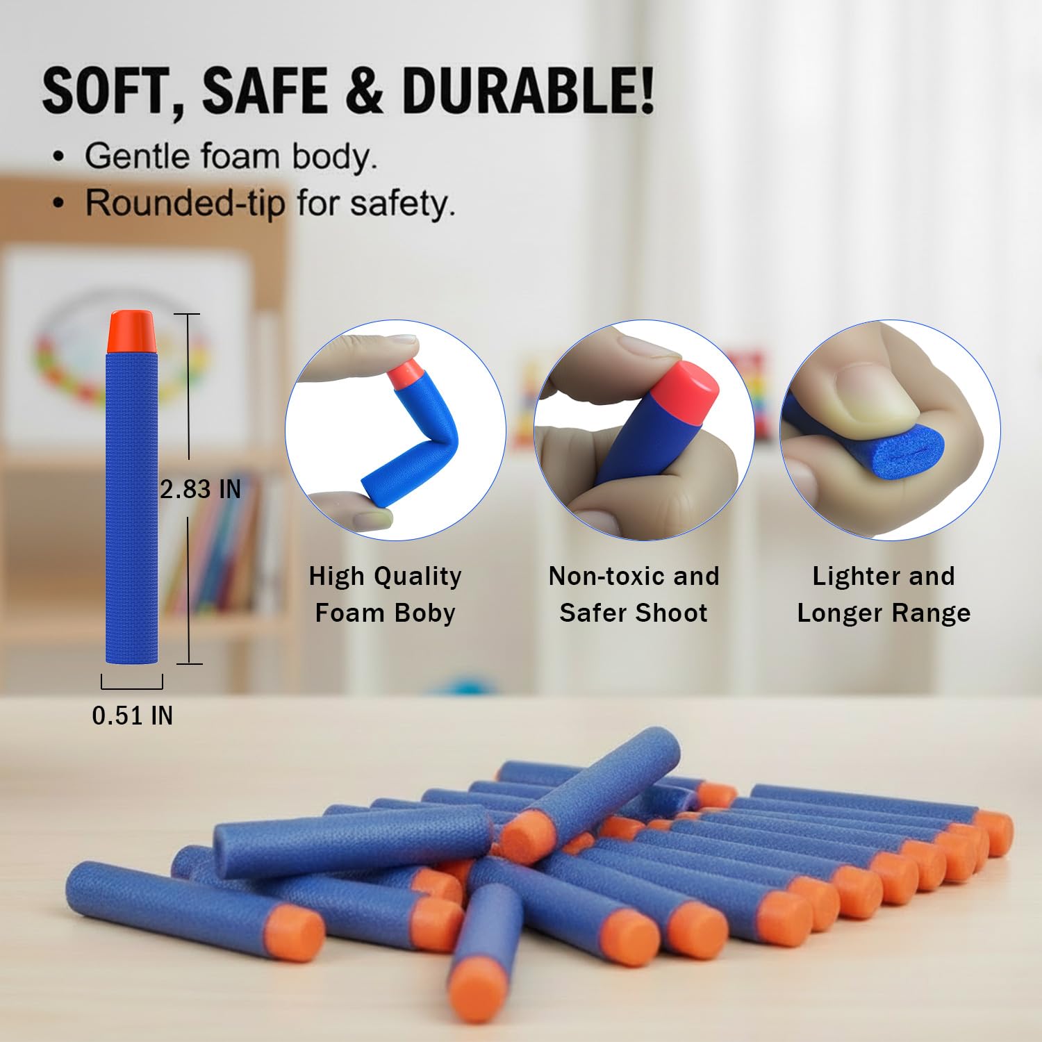 500 Pfeile für Nerf Elite 2.0,Ersatzpfeile Munition Foam Darts kompatibel mit Nerf Hasbro Fortnite - Blau