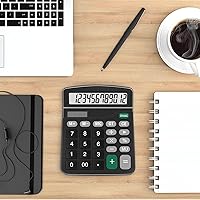 Vista 28 de Calculadora, Splaks - Calculadora de escritorio funcional estándar, batería solar y AA, calculadora electrónica de doble potencia con pantalla 2