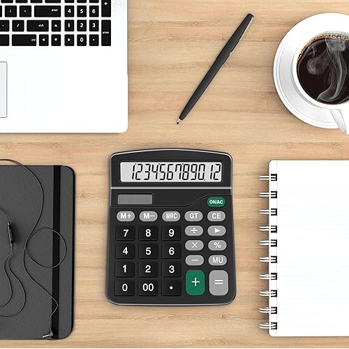 Miniatura 7 de Calculadoras Splaks - Paquete de 2 calculadoras de escritorio funcionales estándar, batería Sola y AA, calculadora básica electrónica de doble