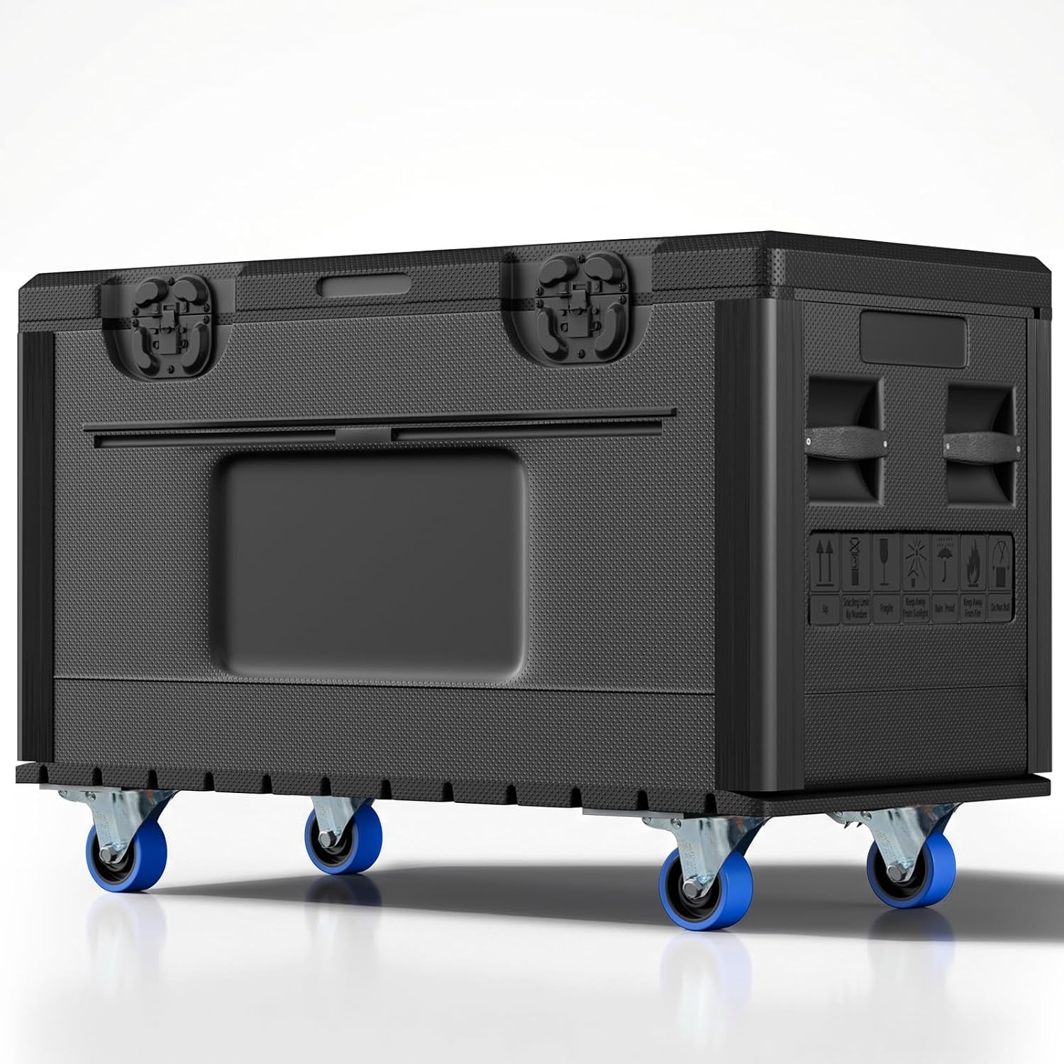 Rolling Cable Trunk Road Case with Wheels, 35" x 22" x 25" Professional Stackable Heavy Duty Utility Storage Trunk for Pro Audio DJ Equipment Tour Transport