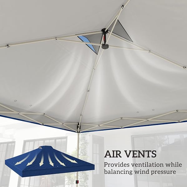 Outsunny 3 x 3(m) Pop Up Gazebo Canopy Replacement Cover with 8 Drainage Holes and Double Vents, UV50+ Waterproof Canopy Cover Replacement Top, Blue - 5