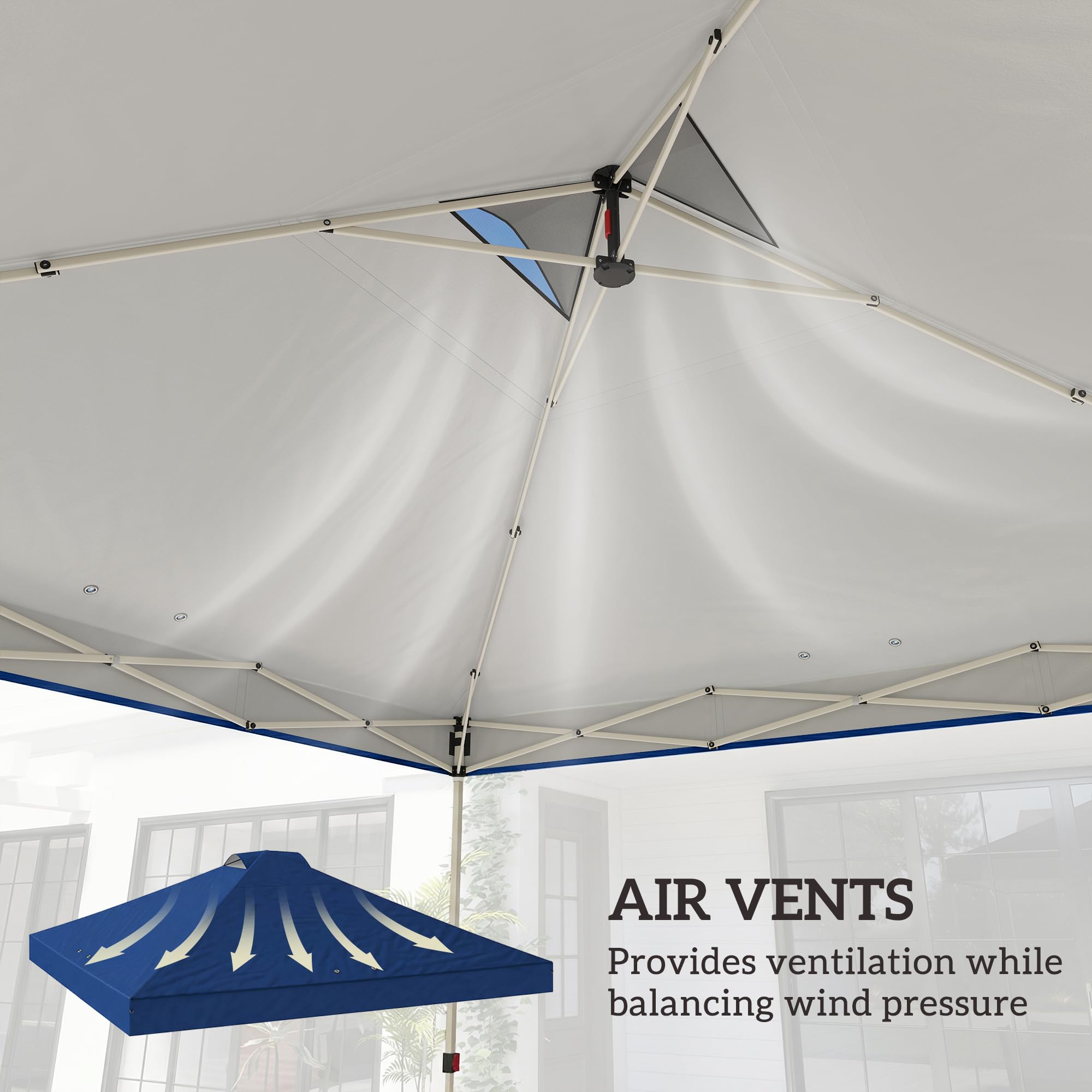 Outsunny 3 x 3(m) Pop Up Gazebo Canopy Replacement Cover with 8 Drainage Holes and Double Vents, UV50+ Waterproof Canopy Cover Replacement Top, Blue — view 5