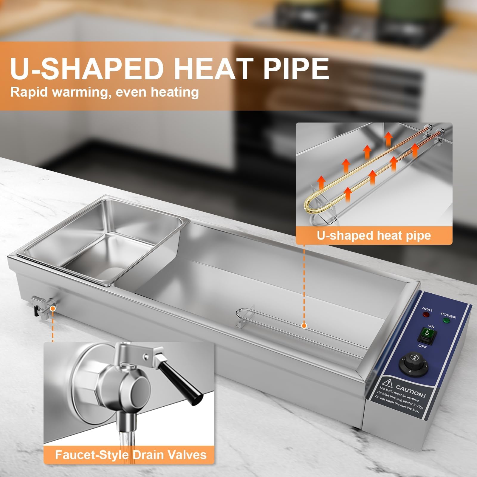 TAIMIKO Bain Marie - Wasserbad Speisenwärmer Buffetwärmer Elektrisch für Speisen (3X 1/2GN Pan)