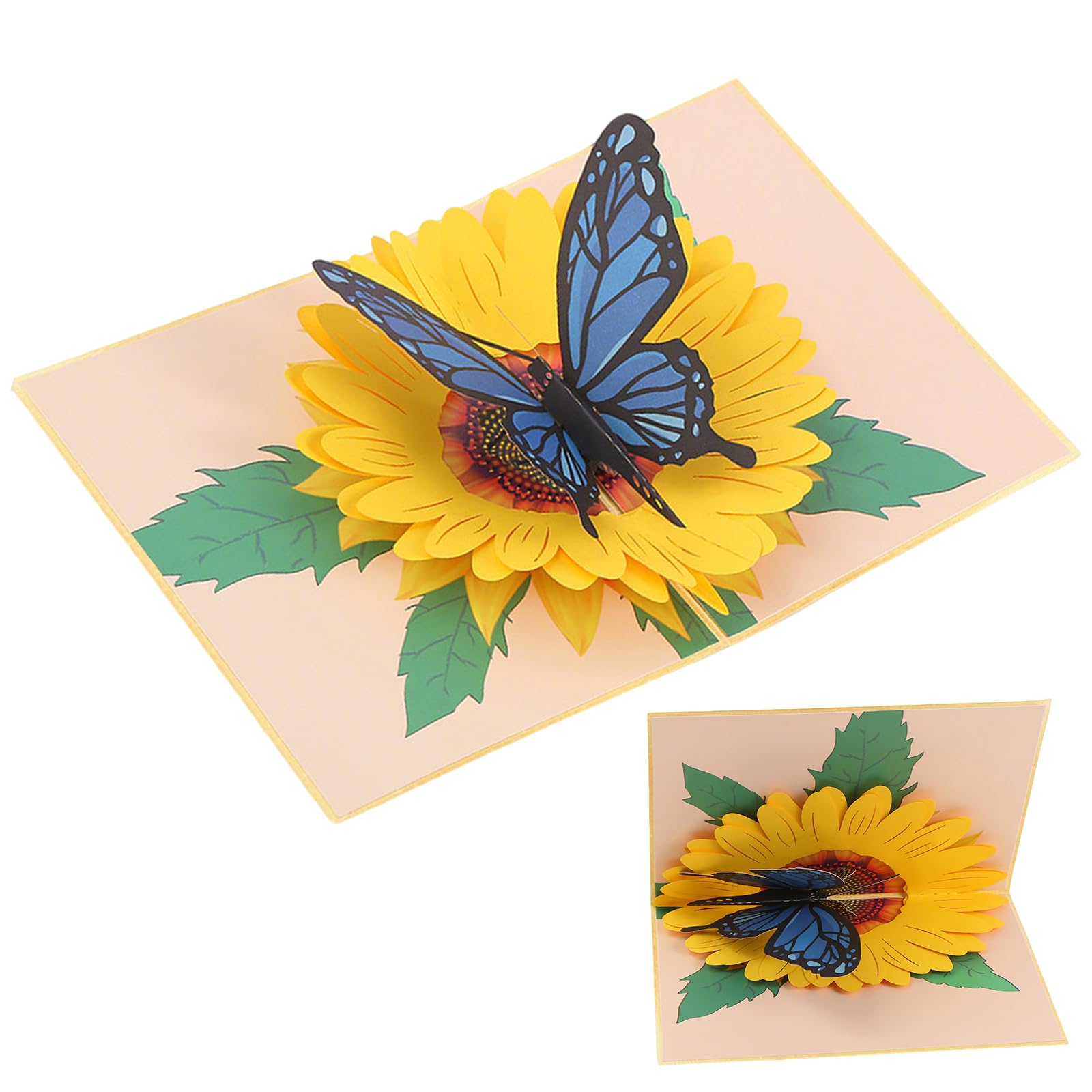 VBSYUYQ 3D Sunflower Butterfly Pop Up Card, Handmade Greeting Card with Blank Envelope & Note Card, Unique Birthday Card for Women Girls, Anniversary Mother's Day Thank You Get Well Soon Gifts