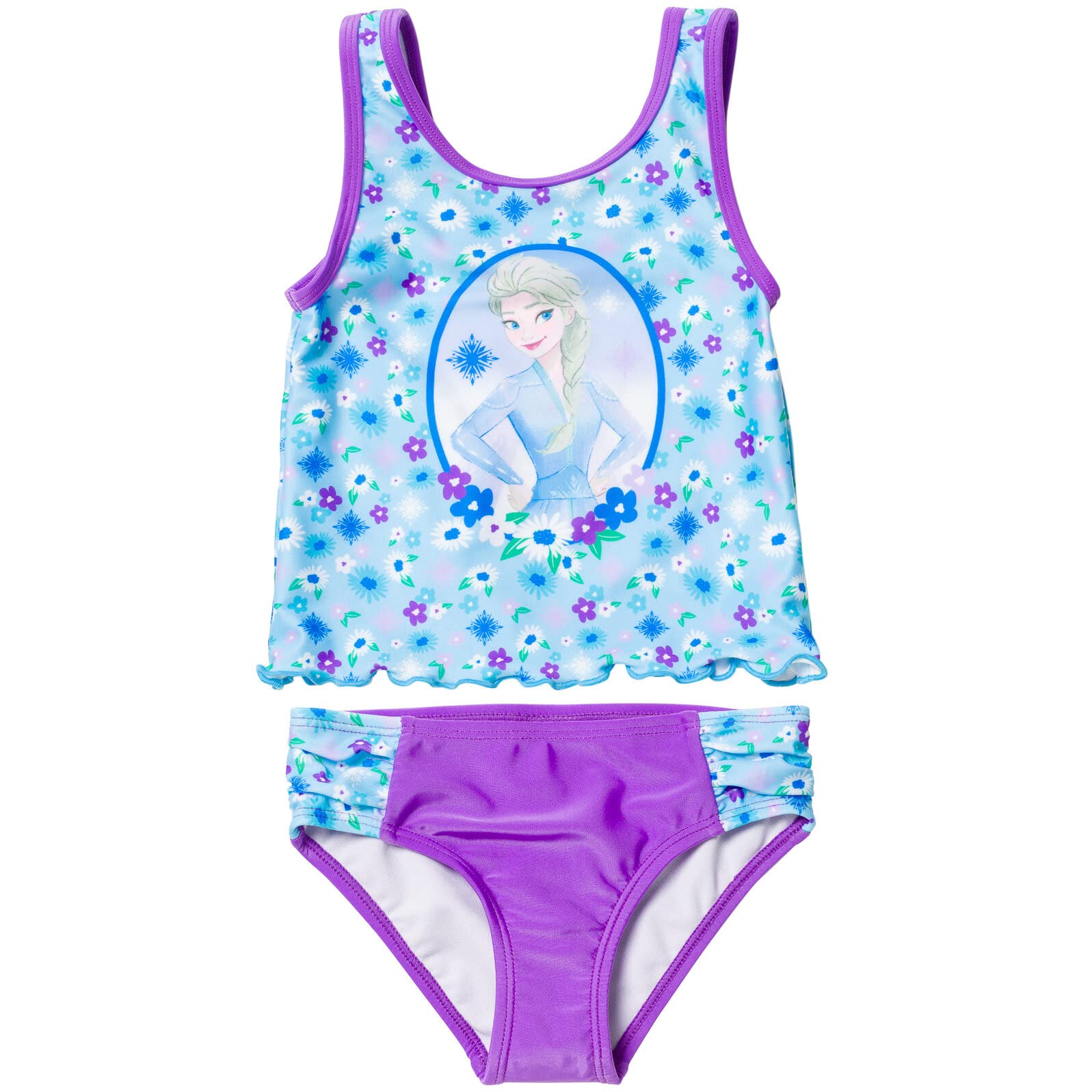 DisneyPrincess Anna Elsa Girls Tankini Top and Bikini Bottom Swim Set Toddler to Little Kid