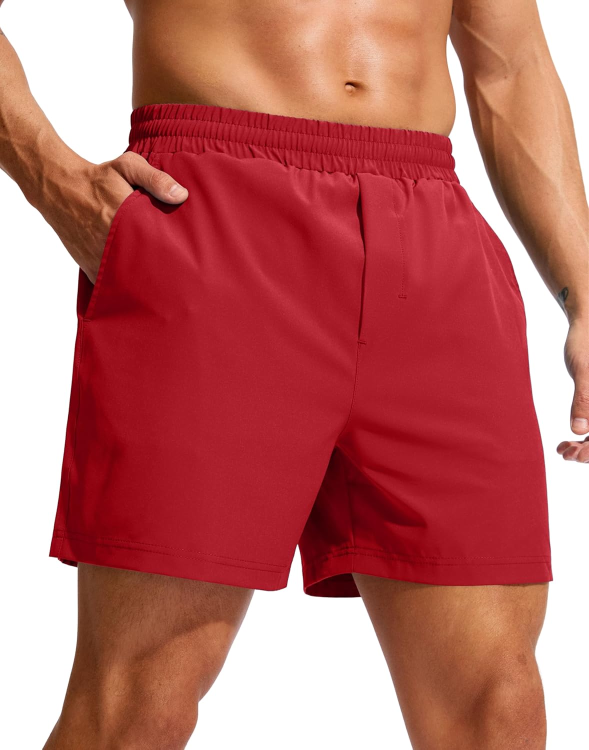 Soothfeel Men's Athletic Workout Shorts with Zipper Pocket 5"/7" Running Gym Shorts for Men Lightweight Quick Dry Tennis