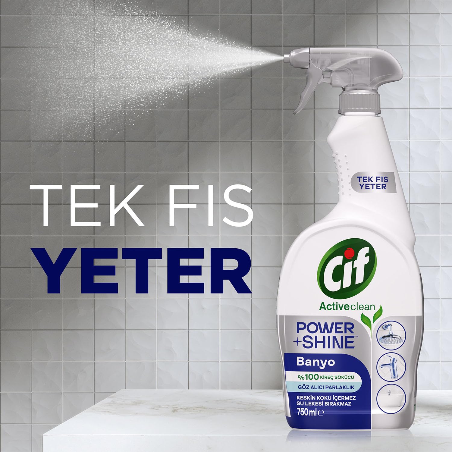 Cif Power & Shine Sprey Banyo İçin Temizleyici ve Kireç Çözücü 750 ml
