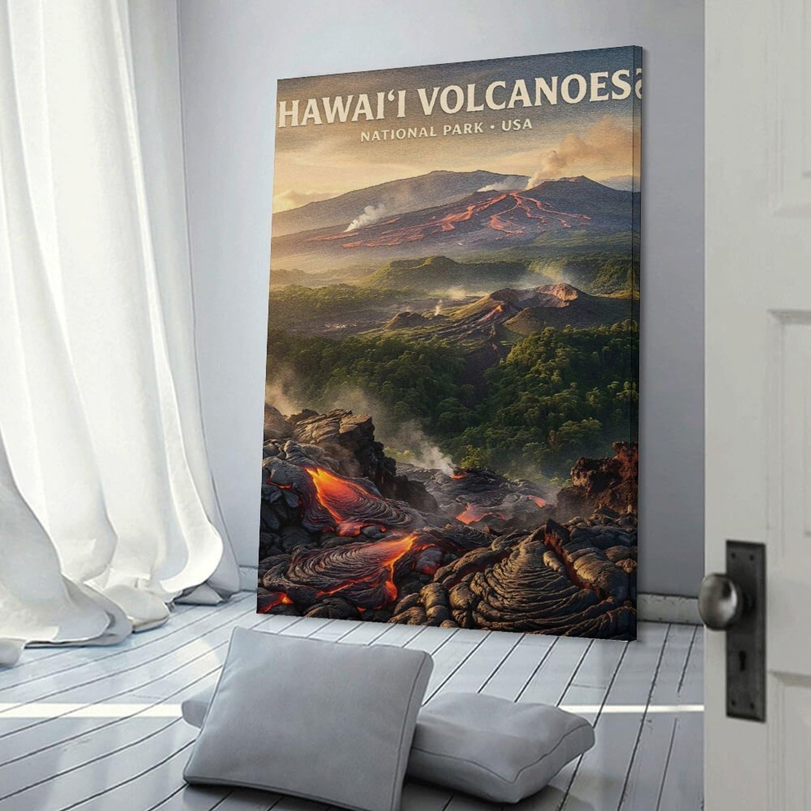 Junmoney Hawaii Volcanoes National Park Decorative Canvas Print 20x30inch(50x75cm), for Apartment Walls, Studios Or Work Areas, Home Artwork for Modern Interiors