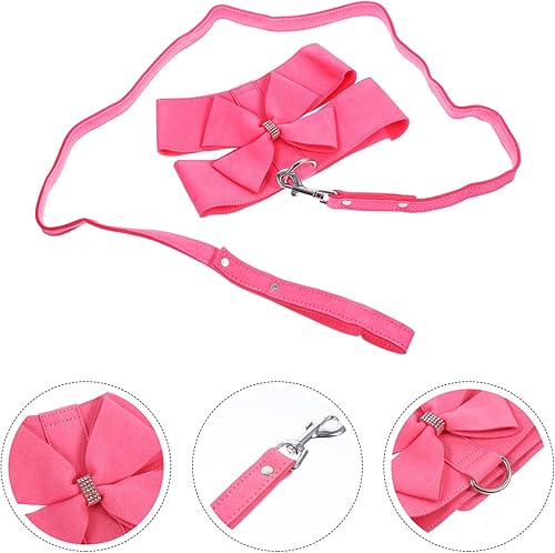 Miniatura 5 de POPETPOP Juego de arnés y correa de microfibra rosa para perro, XL, ajustable, sin tirones, a prueba de escape, diseño integrado, cómodo, para