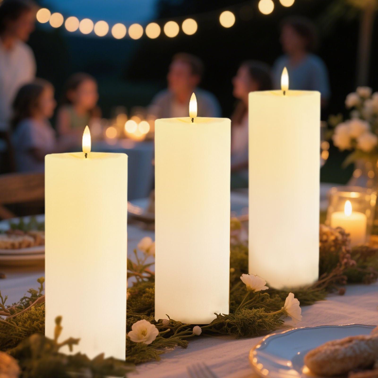 10 x 30 cm Bougies LED Flamme Vacillante, Fausse Bougie LED Exterieur Etanche avec Minuterie et Télécommande, Grandes Bougies Electriques Decorative, 2 pièces