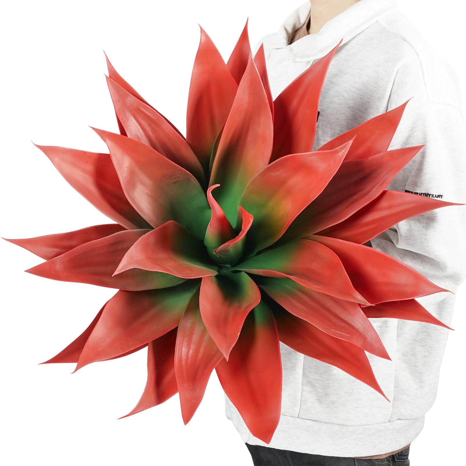 Photo 1 of Velener Fall Fake Agave Artificial Plant: Red Fake Succulents Plant for Room Decor and Autumn, Unpotted Faux Agave Plant for Outdoor/Indoor Decor, Red, 28 inches, Set of 1