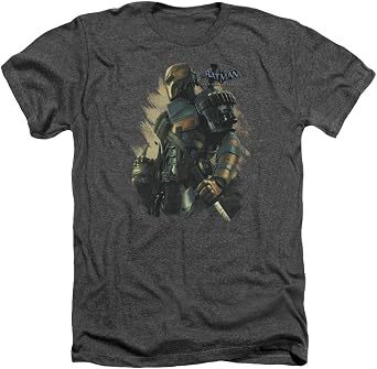 BATMAN Mens Deathstroke Heather T-Shirt Charcoal