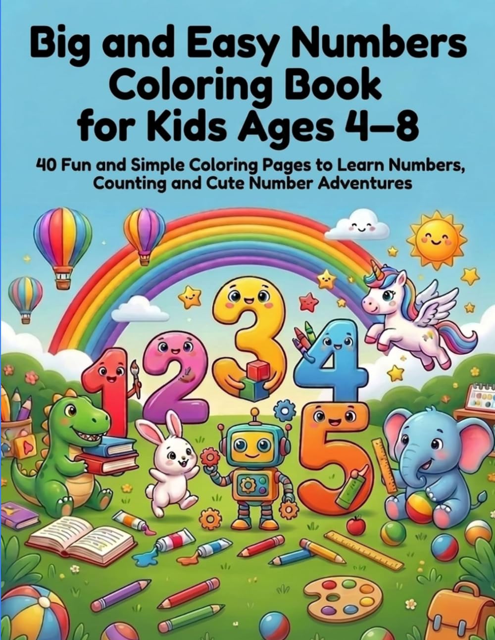 Big and Easy Numbers Coloring Book for Kids Ages 4–8: 40 Fun and Simple Coloring Pages to Learn Numbers, Counting and Cute Number Adventures (Big and Easy Coloring Adventures)