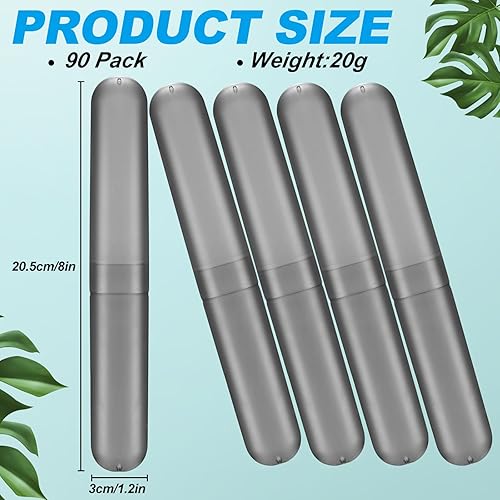 Miniatura 9 de Paquete de 90 fundas de viaje para cepillos de dientes a granel, transpirable, portátil, almacenamiento de cepillos de dientes, 7 colores surtidos,