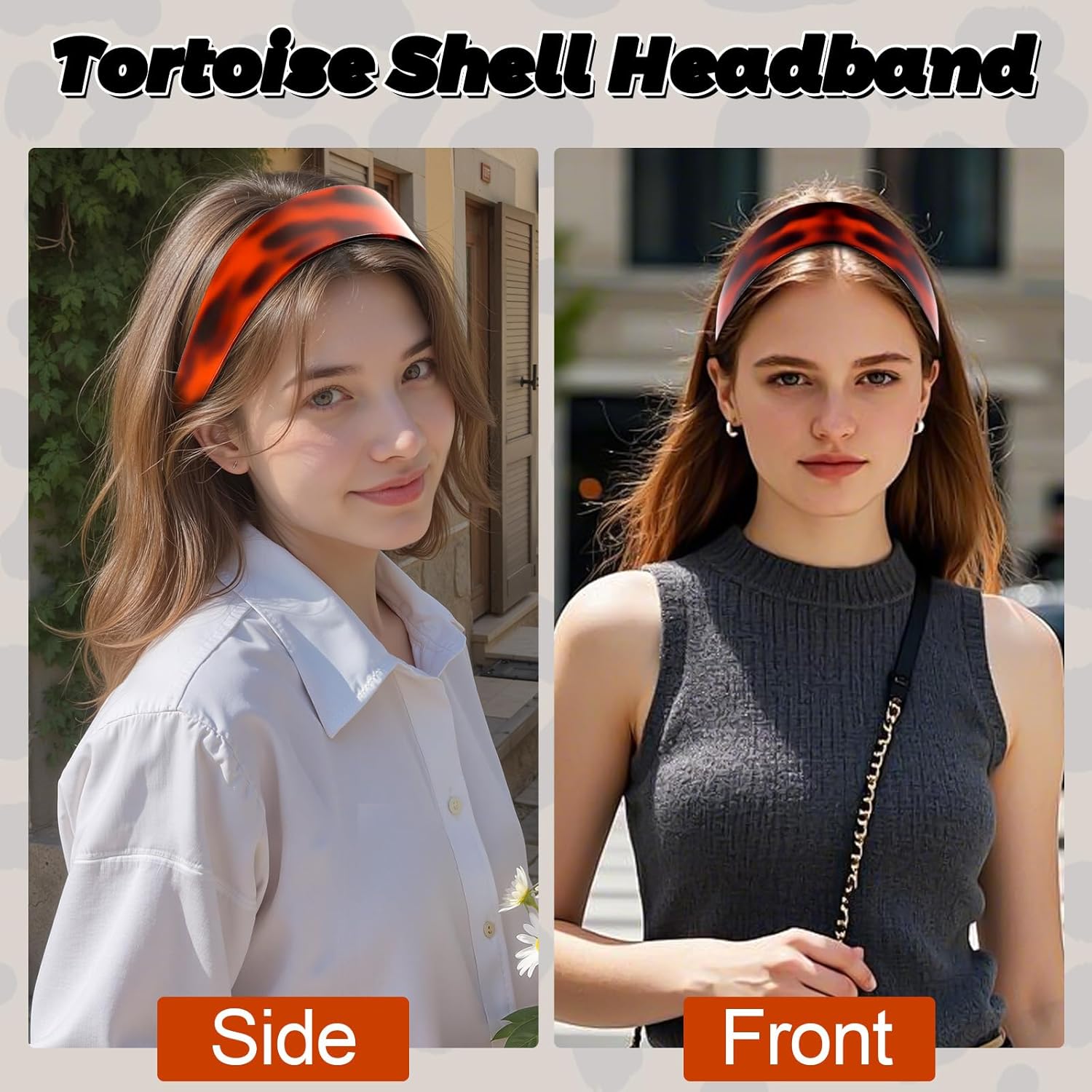 Tortoise Shell Headband with Teeth for Women Brown Wide Acetate Flexible Hair Headband Skinny Wide Headbands with Teeth for Women and Girls No Slip Durable Styling Hair Accessories - Image 5