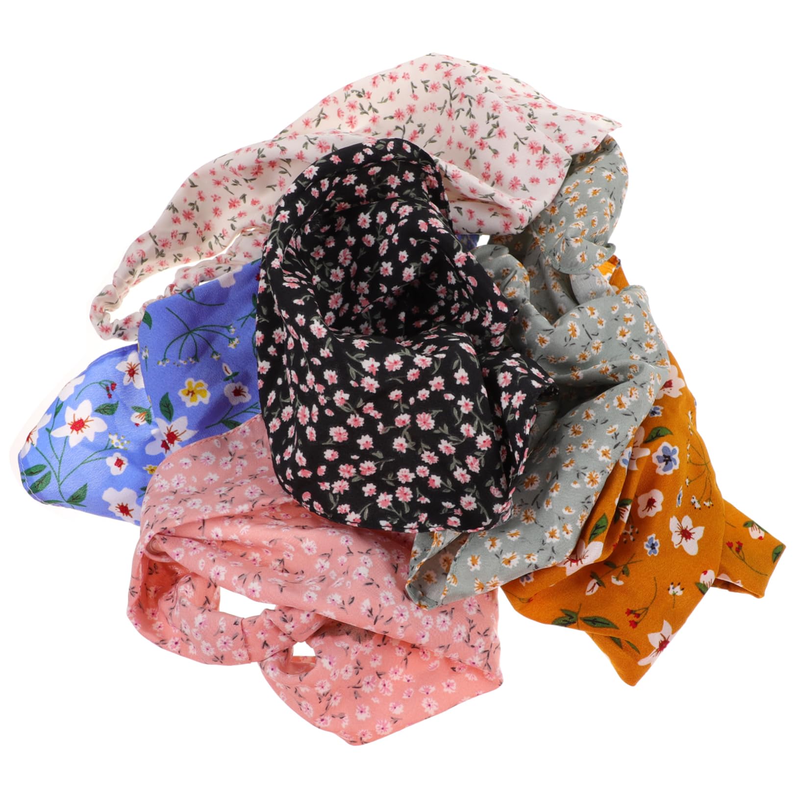 FRCOLOR 24pièces Élégant Lot De Foulards à Fleurs Élastiques Pour Femme Bandeaux Tête Pratiques Et Confortables Pour Styles De Coiffure