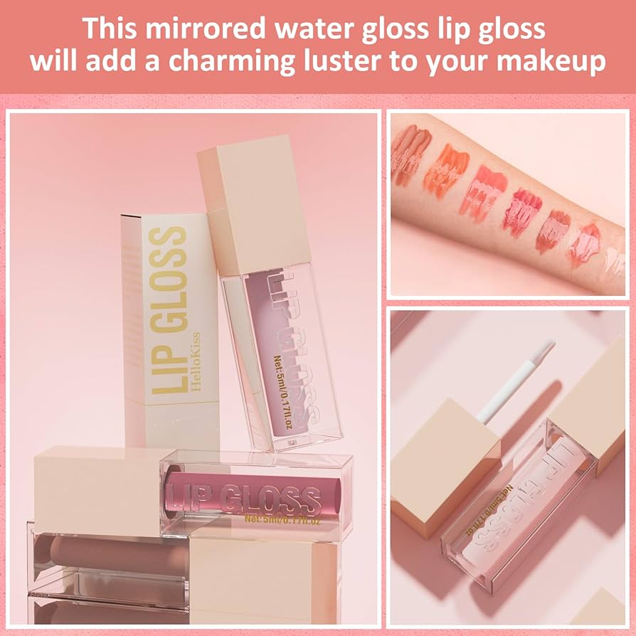 Amazon | 8色のリップグロスシルクテクスチャーリップオイル持続