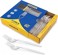 Vista 12 de POSATE Tenedores de plástico resistentes, material desechable de grado alimenticio, transparente, paquete de 30