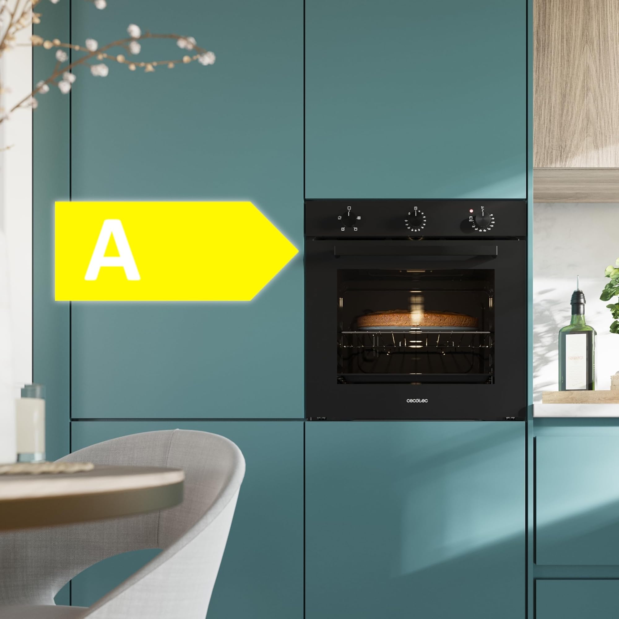 Cecotec Bolero Hexa C136000 Einbauofen 2800 W 77 L 4 Funktionen Timer Dampfreinigung Dampfgaren Energieeffizienzklasse A Innenbeleuchtung