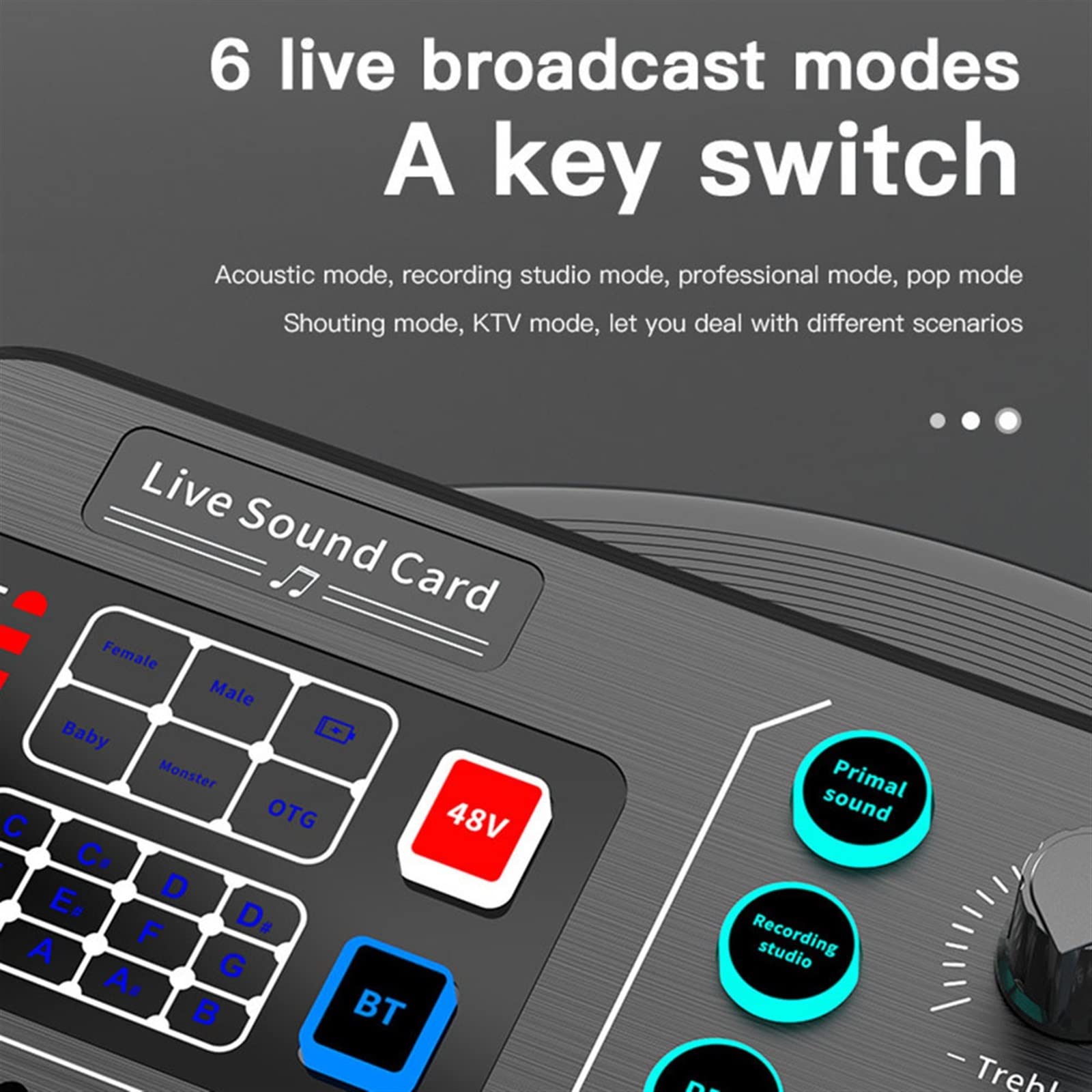Mezclador de Audio Profesional, Tarjeta de Sonido en Vivo con LED de Metal, Mezclador Externo inalámbrico Compatible con Bluetooth para transmisión en Vivo