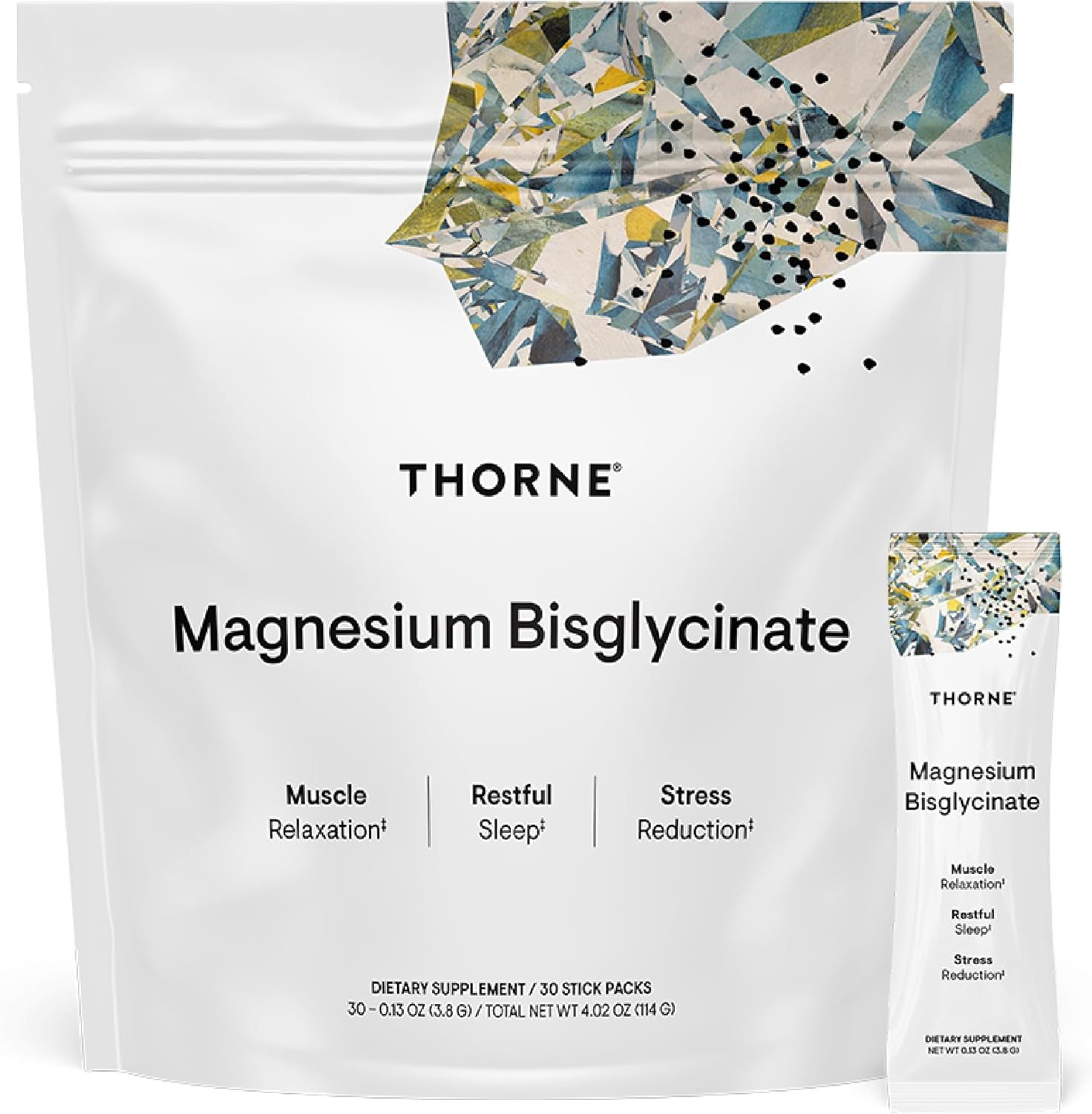 THORNE - Magnesium Bisglycinate - Powdered Magnesium Formula - Support Restful Sleep, Muscle Relaxation, Heart Health, and Metabolism* - NSF Certified for Sport - 30 Servings - 0.13 Oz per Stick Pack THORNE - Magnesium Bisglycinate - Powdered Magnesium Formula - Support Restful Sleep, Muscle Relaxation, Heart Health, and Metabolism* - NSF Certified for Sport - 30 Servings - 0.13 Oz per Stick Pack