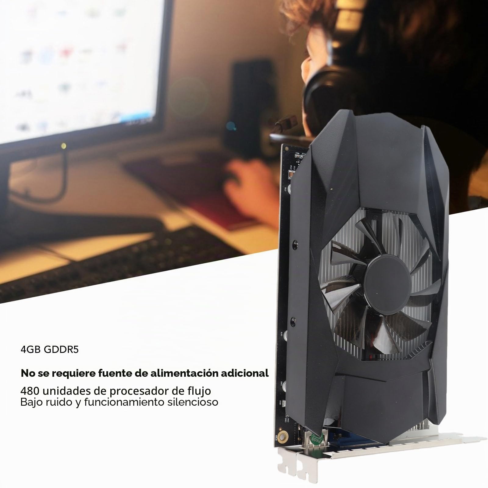 Annadue Tarjeta gráfica 4GB GDDR5, Tarjeta gráfica HD7670 de 128 bits y 650 MHz con HDM DVI VGA para PC de sobremesa