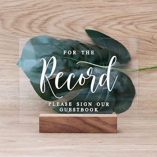 Miniatura 6 de Letrero acrílico de barra abierta de boda con soporte de madera, aspecto de cristal de 5 x 7 pulgadas, acrílico transparente con soporte para Las