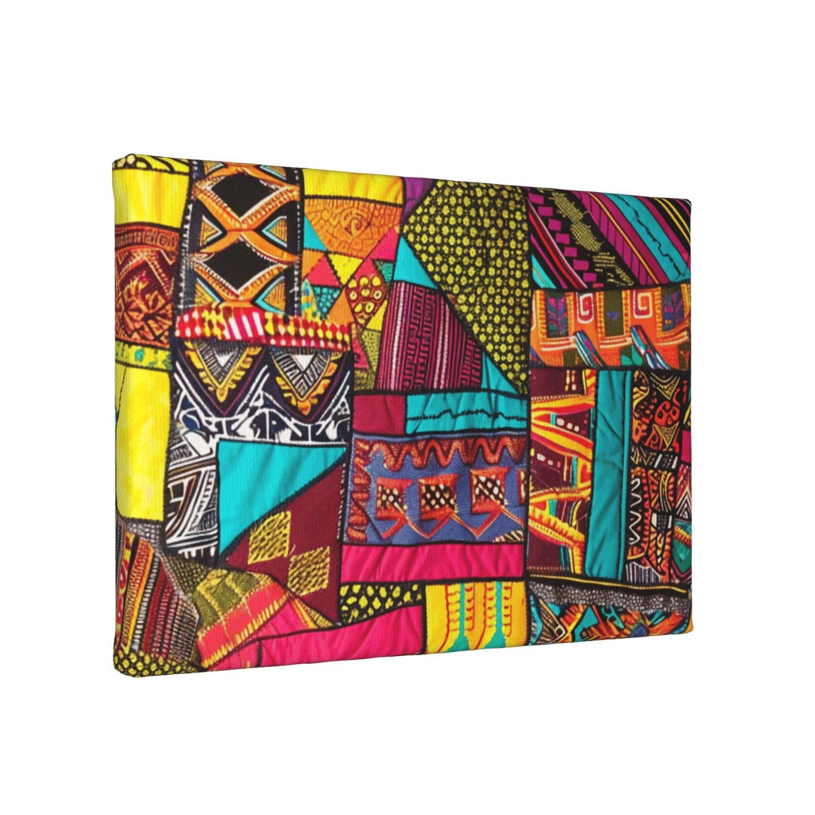 YKLJG African Textile Patchwork print Printed Wall Art Canvas Painting 30x20 CM Wooden Framed Picture Painting Artwork Prints for Bedroom Kitchen Home Office Decor