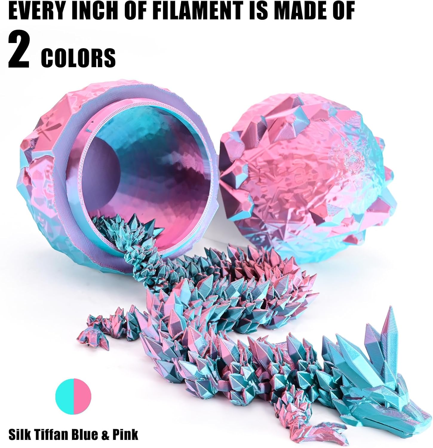 OVV3D PLA Filament 1.75mm, 3D Printer Filament Silk PLA Dual Color Filament, Sky Blue and Pink PLA Filament, Color Change Every Inch Filament 3D Printer Filament +/-0.02mm, 1kg/2.2lb