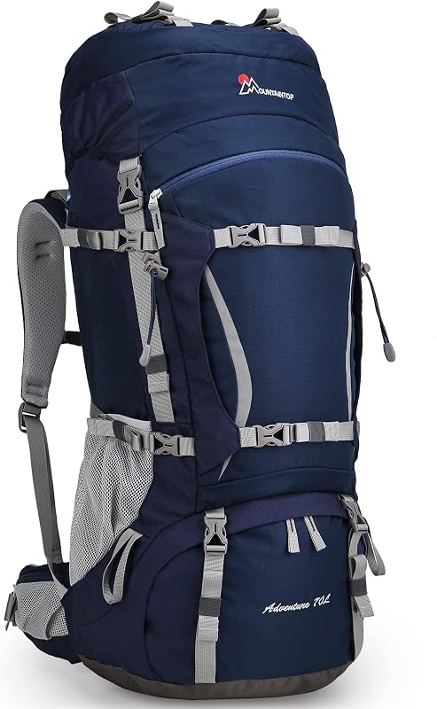 MOUNTAINTOP 70L Trekking Hátizsák Esővédővel Férfi Női Túrázáshoz Kempingezéshez
