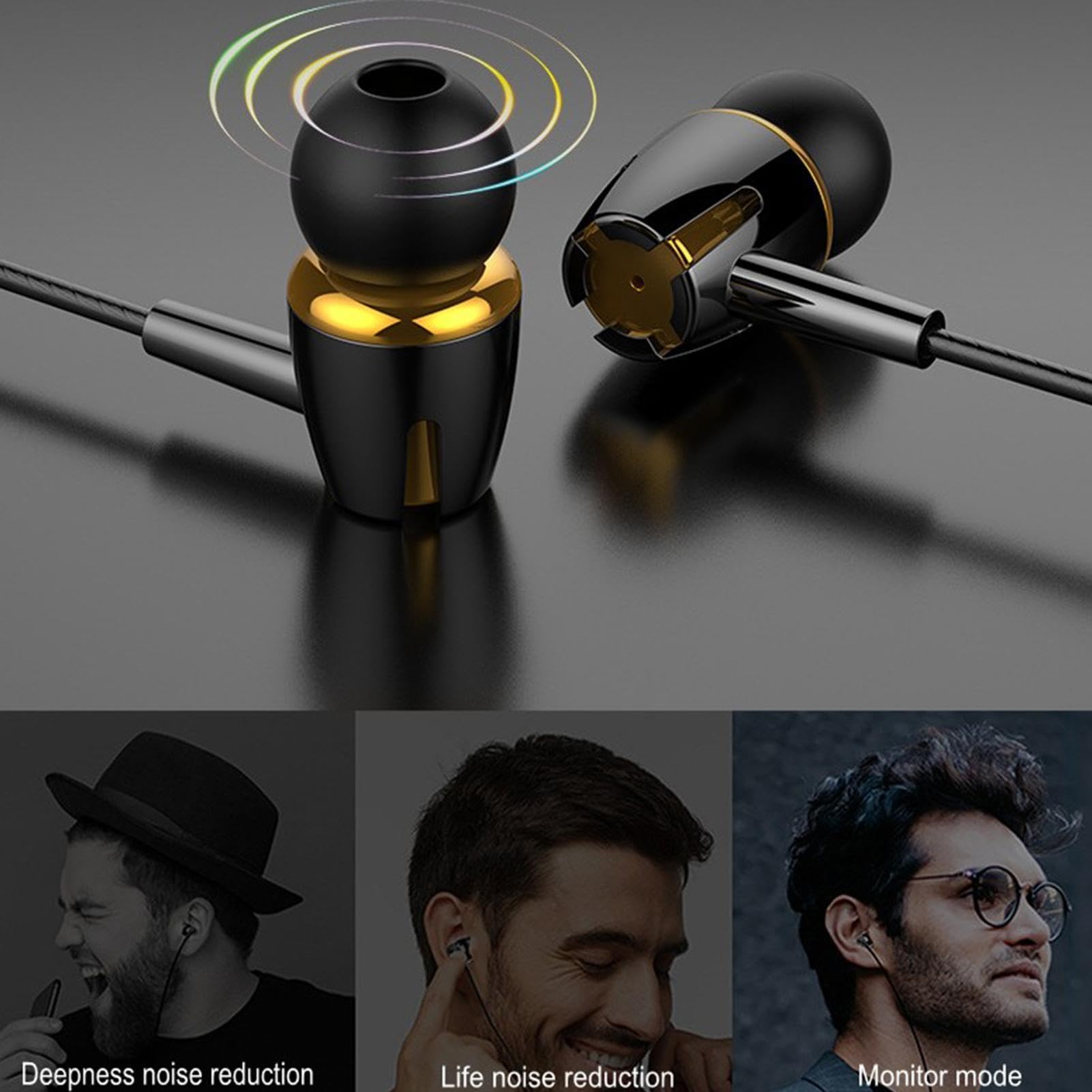 Écouteurs filaires | Casque intra-auriculaire à réduction du bruit ambiant, bonnet en silicone doux pour la peau, lumineux pour le sport, ordinateur, téléphone, appareils jack 3,5 mm