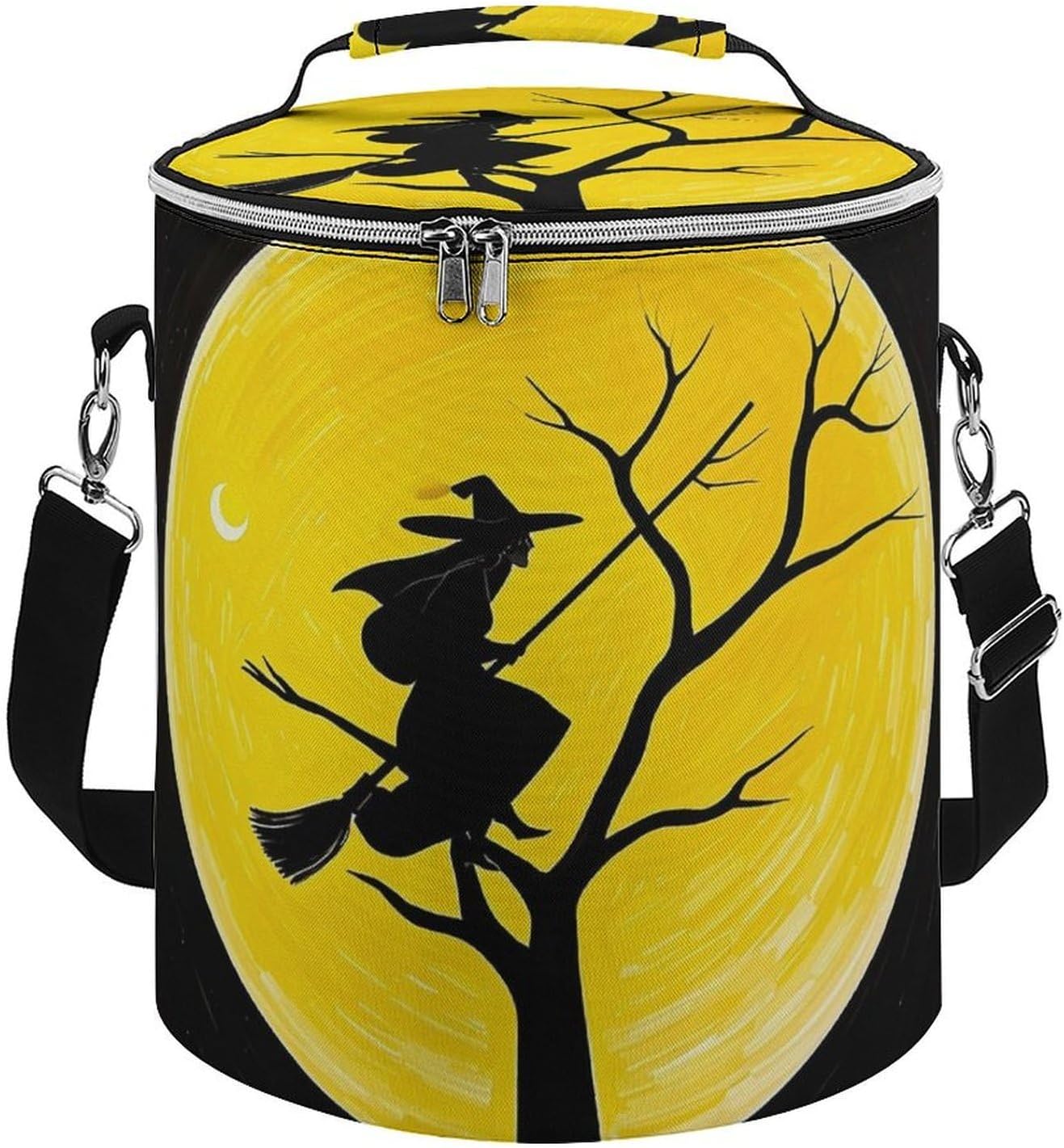 Witch Ornament Lunch Bag 15L, Insulated Picnic Basket with Leakproof Design - Large Cooler Tote for Camping, Beach, Hiking & Groceries