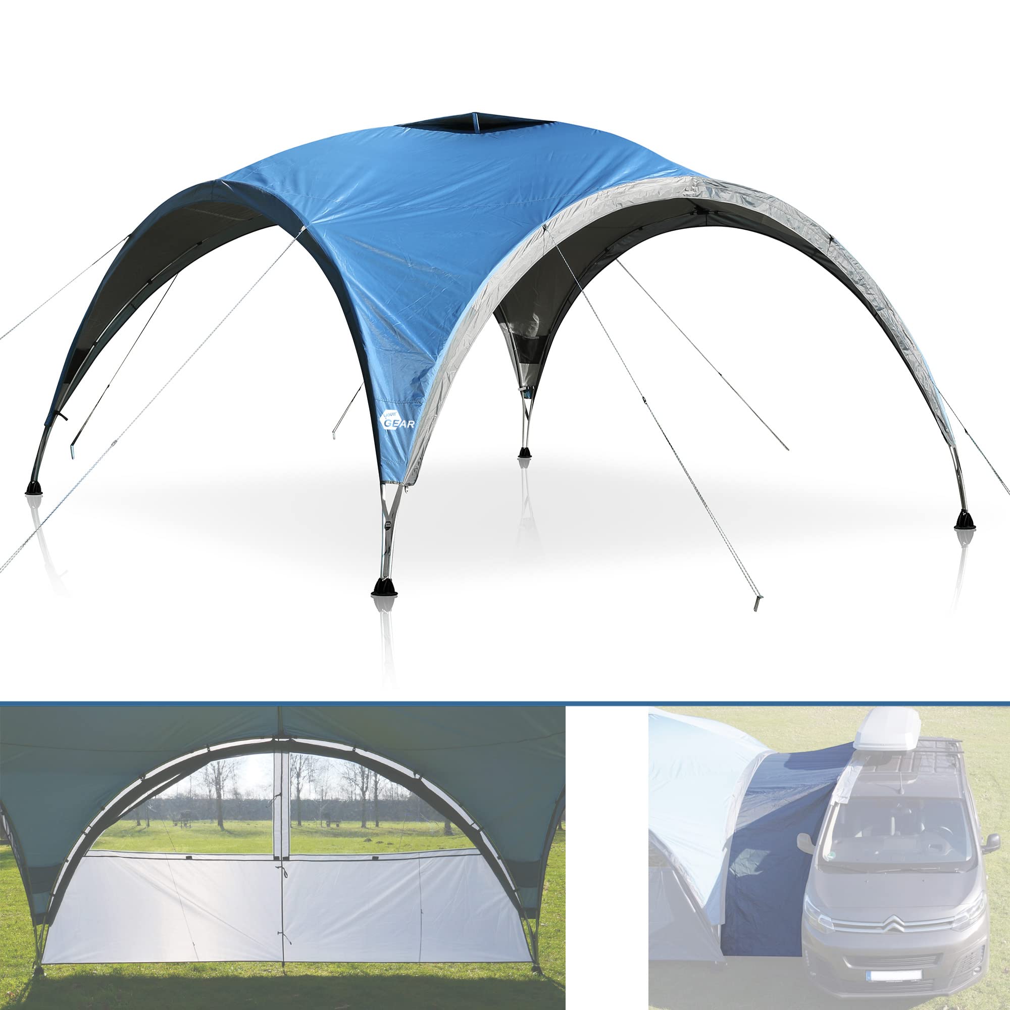 your GEAR Bergamo 430 Pavillon – Event Shelter - 18,5 m² großer Sonnenschutz Gartenpavillon für Partys und Festivals, UV 50+ Schutz, Partyzelt mit 5000 mm wasserdicht