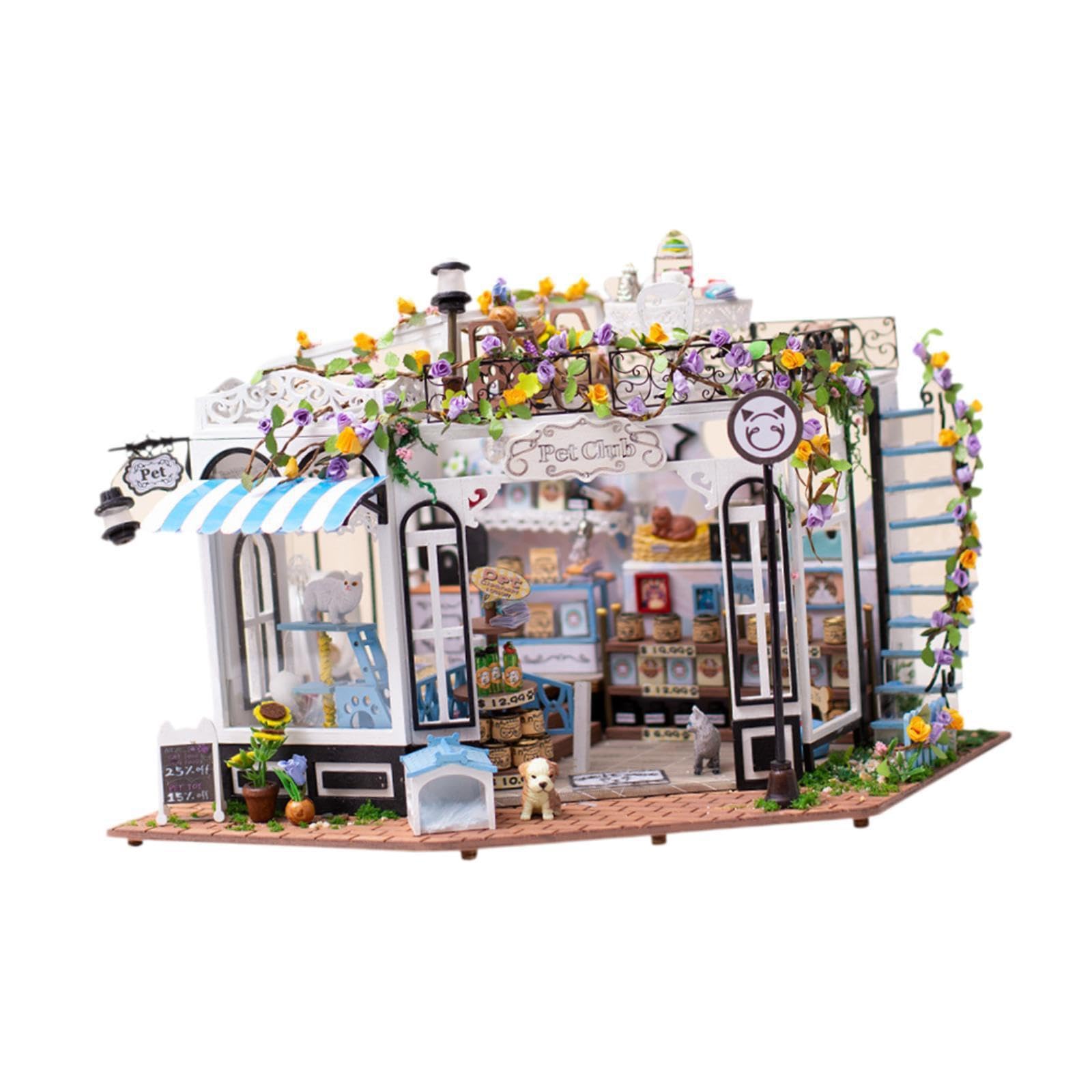 DIY Miniaturhaus Bausatz aus Holz, Haustierclub Set, kreatives Tiny House Bastelset zum Selbermachen, das robust und langlebig ist. Niedliche